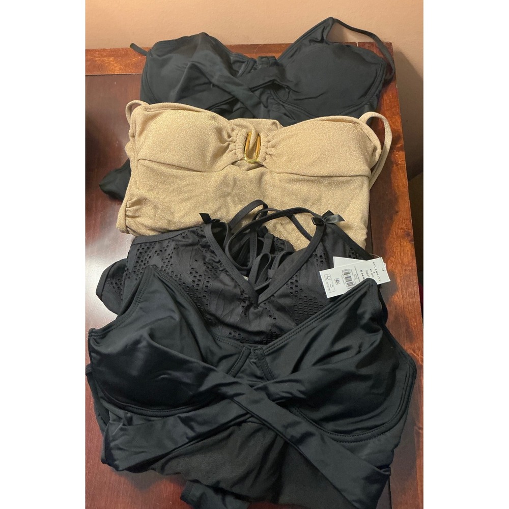 Bundle 4 One Piece Swimsuits NWT Black Mesh‎ Eyelet Gold Shimmer Small Reseller